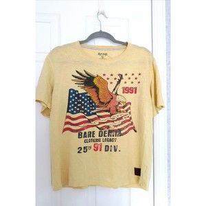 Bare Denim Mens T-shirt Large Yellow cotton